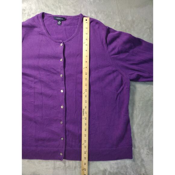 LANDS’ END Purple Cardigan Sweater 100% Pima Cotton Button Front Size 2X 20W-22W - Picture 4 of 9